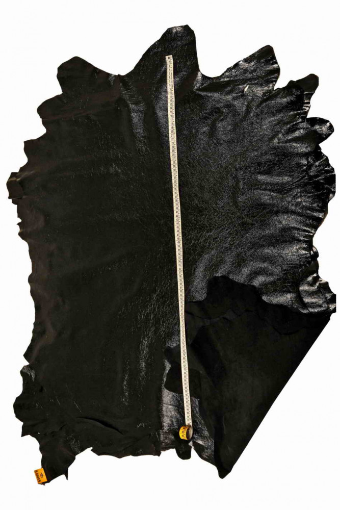 BLACK NAPLACK leather hide, wrinkled...