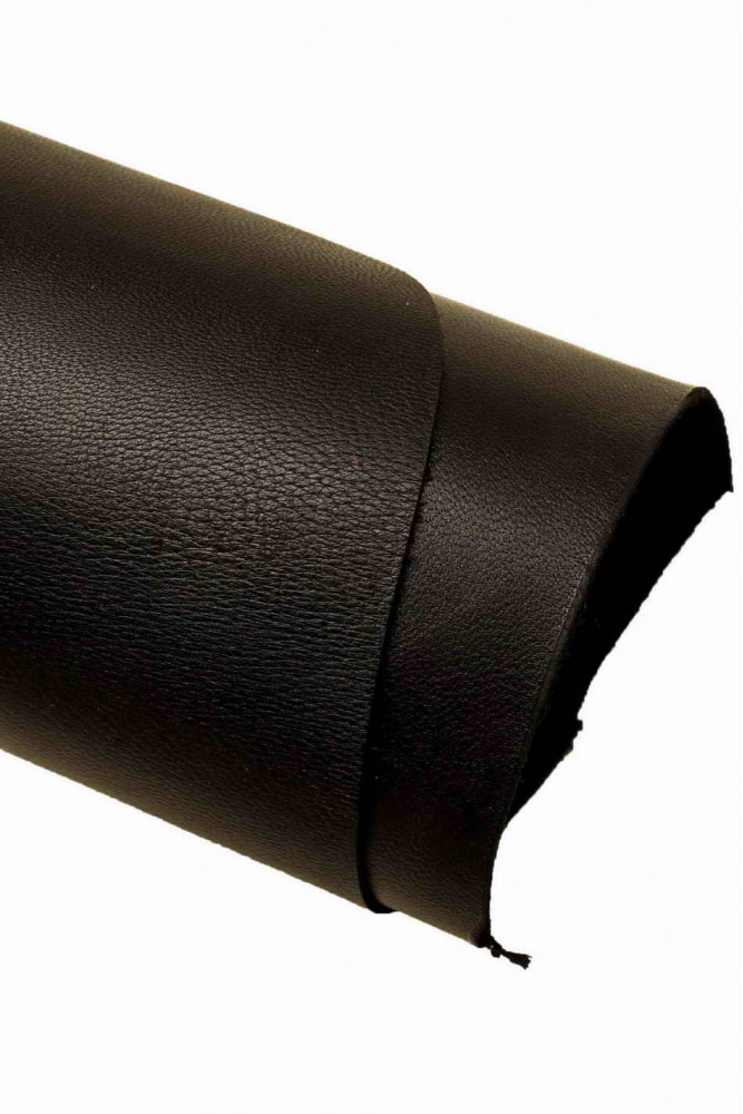 BLACK SMOOTH leather skin, high quality soft nappa lambskin, silky semi-glossy skin