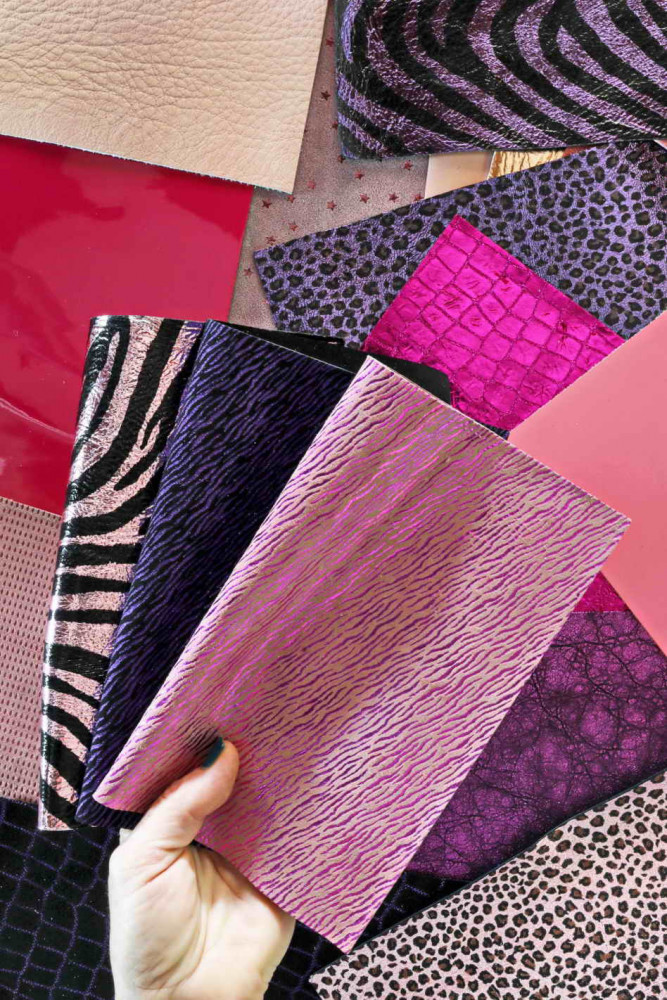 Leather sheets PINK PURPLE, pre cut...