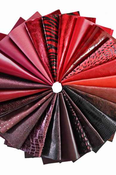 Leather sheets RED BURGUNDY, pre cut leather pieces random selection, mix metallic, printed cut off