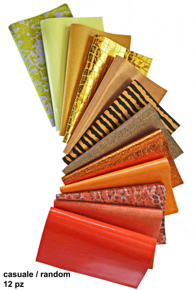 Leather sheets YELLOW ORANGE, pre cut...