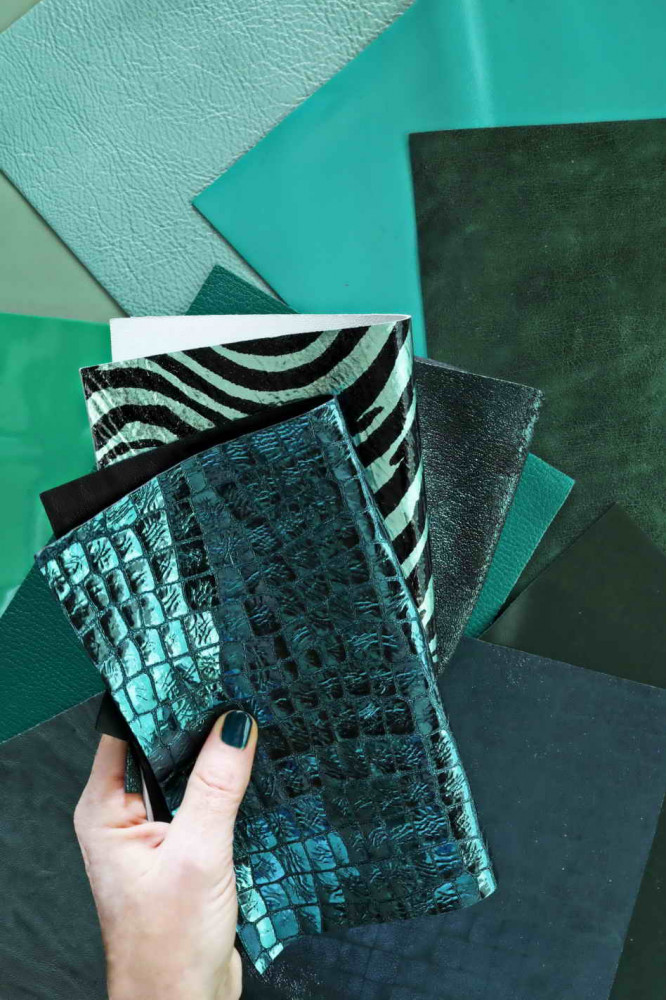 Leather sheets GREEN, pre cut leather...