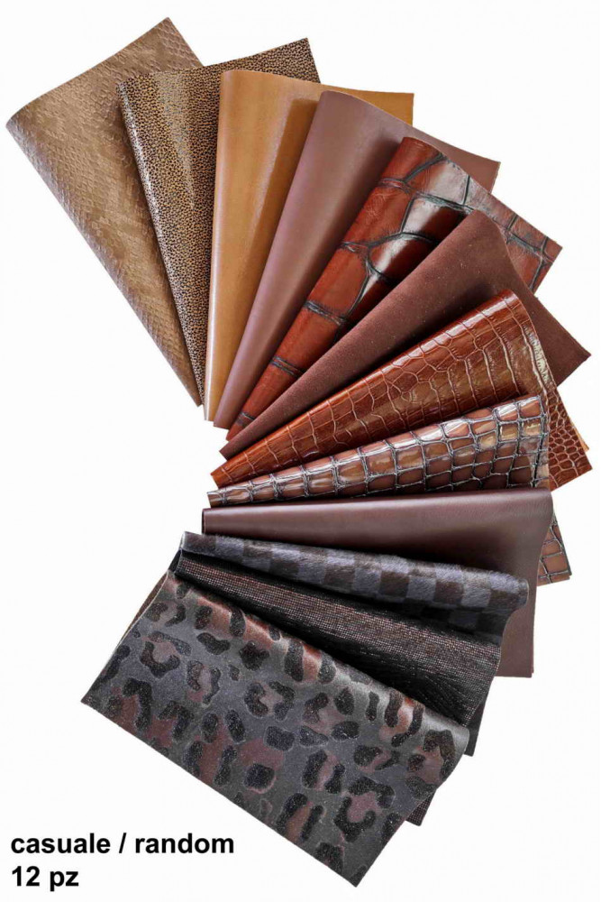 Leather sheets TAN and BROWN, pre cut leather pieces random