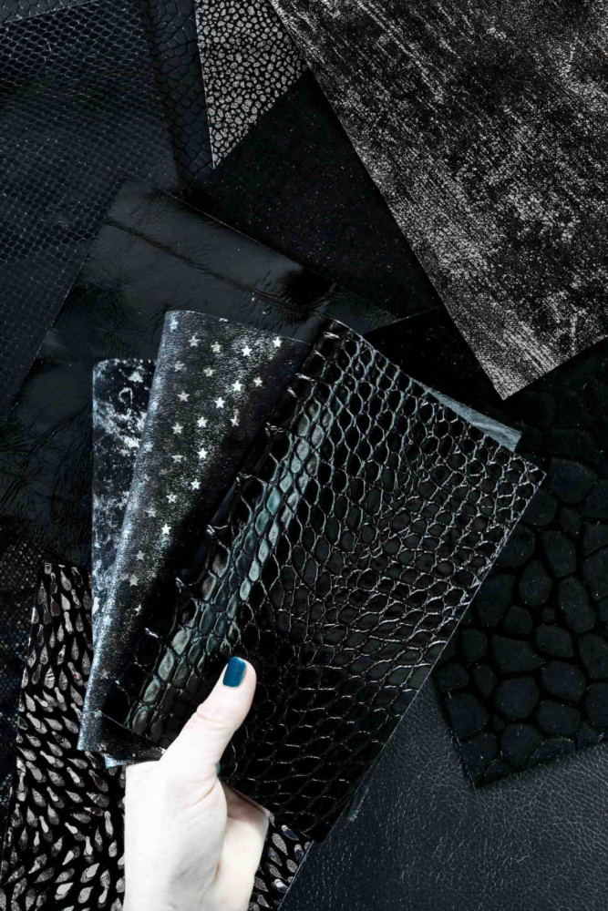 Leather SHEET BLACK, pre cut leather...