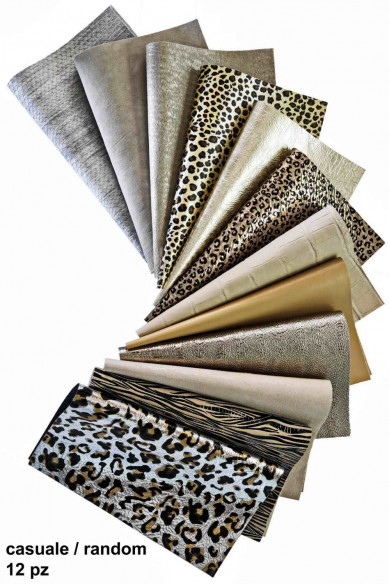 Leather sheets BEIGE PLATINUM, pre cut leather pieces random selection, mix metallic, printed cut off