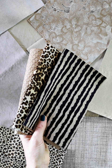 Leather sheets BEIGE PLATINUM, pre cut leather pieces random selection, mix metallic, printed cut off