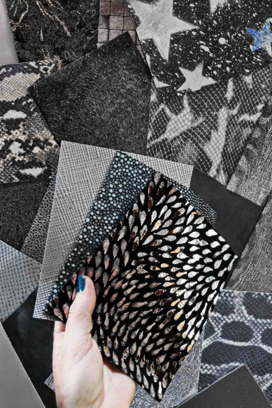 Stock di PEZZI MISTI sui toni del grigio, acciaio e fucile tinta unita, laminati e stampati, 15 x 12 cm