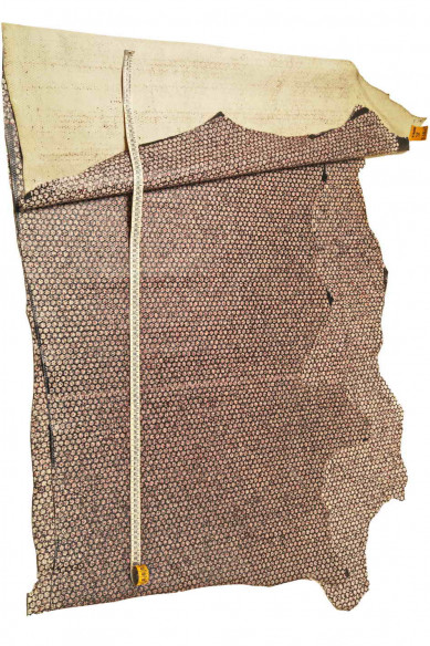 PELLAME STAMPATO nero e rosa, pelle disegno cerchi lucida, disegno geometrico optical
