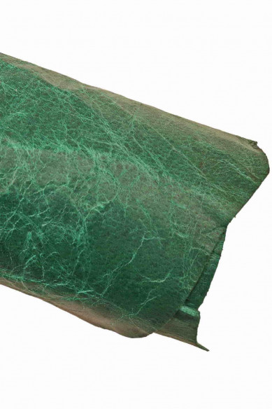 GREEN VINTAGE leather skin, dark green wrinkled goatskin, soft sporty distressed skin, 0.4 - 0.6 mm