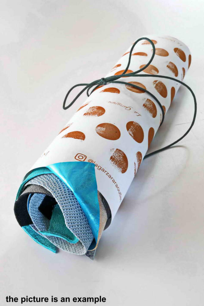 Mix leather scraps - BLUE and GREY -...