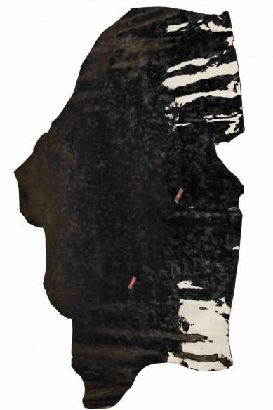 PELLE di VERNICE nera con sfumature grigio e blu, pellame lucido sfumato, vitello rigido luminoso