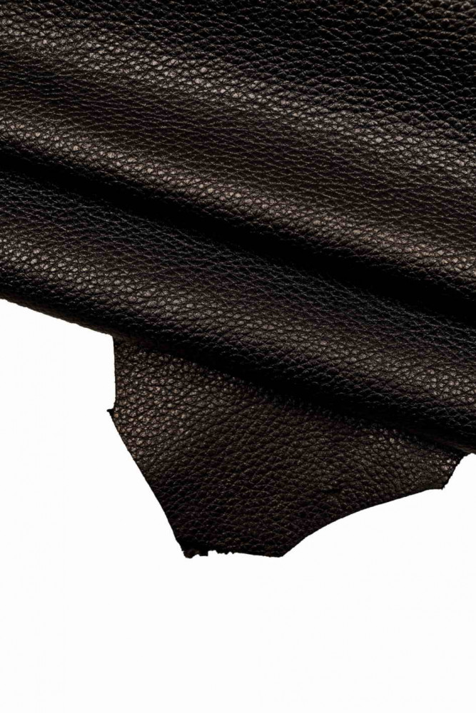 BLACK pearlized NAPPA leather skin, soft goatskin with tiny pebble grain and pearl