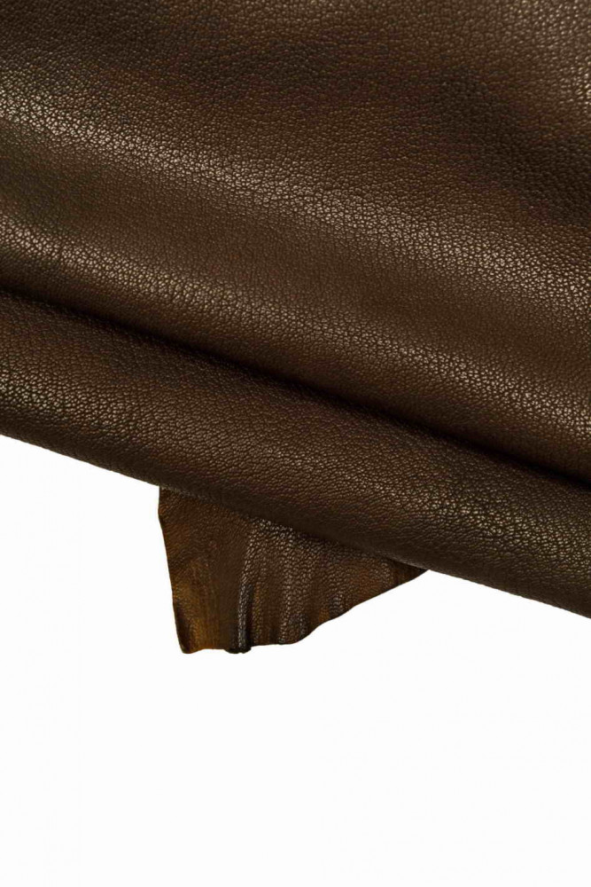 Brown PEBBLE GRAIN sporty leather skin, vegetale tan vintage goatskin, semi glossy soft hide