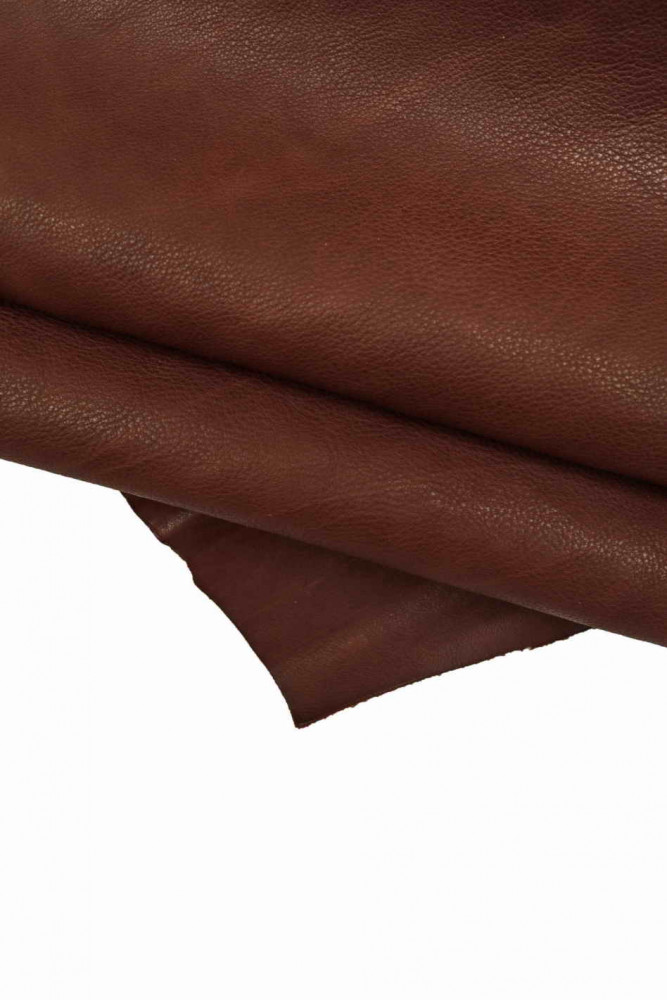 Tiny PEBBLE GRAIN burgundy vintage leather hide, sporty soft pull up calfskin, natural vegetable cowhide