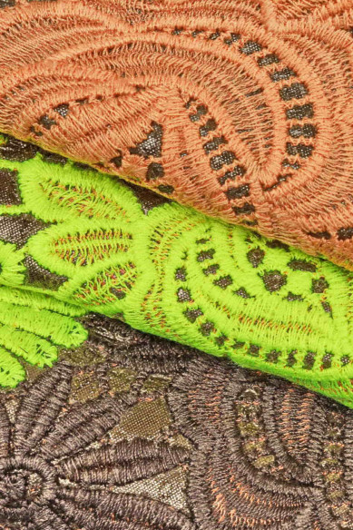 FLORAL TEXTURED leather skin, goatskin with lace fabric print quite stiff