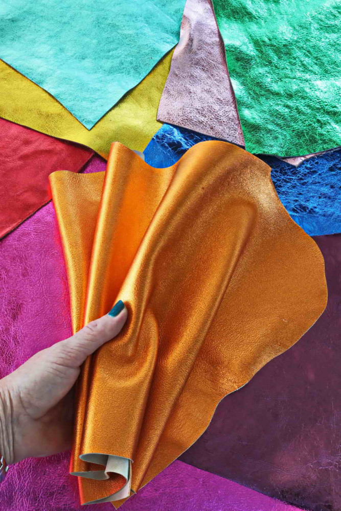 6 Selected leather scraps in BRIGHT COLORS, mix colorful leather remnants  as per pictures