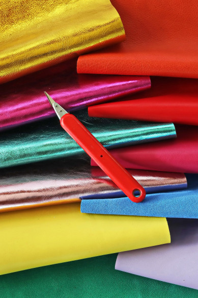 Leather scraps - METALLIC, SMOOTH and SUEDE in bright colors, remnants, random assortment 2 lbs italian leather pieces