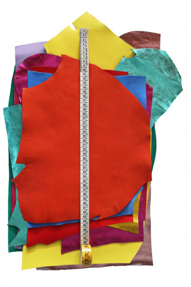 Leather scraps - METALLIC, SMOOTH and SUEDE in bright colors, remnants, random assortment 2 lbs italian leather pieces