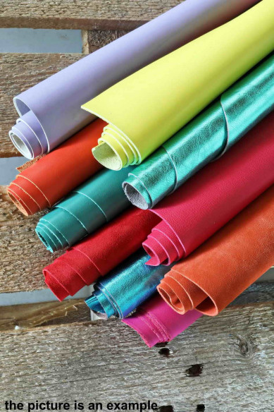 Leather scraps - METALLIC, SMOOTH and SUEDE in bright colors, remnants, random assortment 2 lbs italian leather pieces