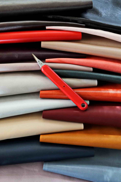 10 SOFT and light leather pieces, colors various, lambskin, goatskin, remnants, random assortment, thicknesses less than 1 mm