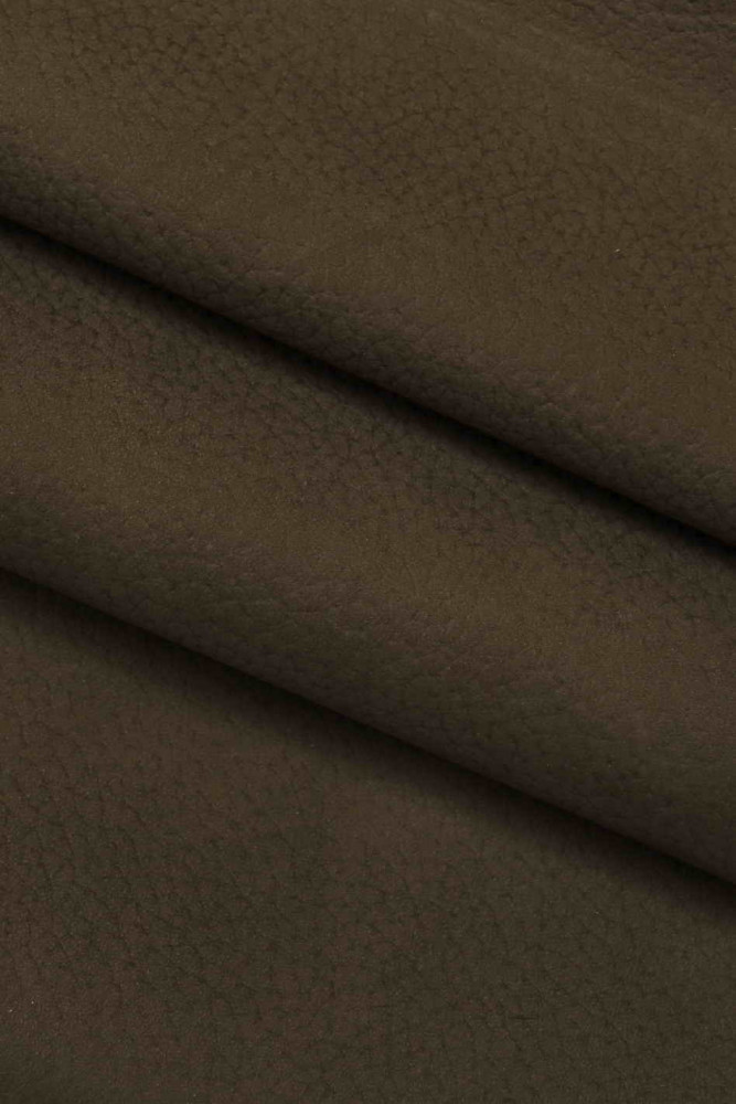Dark GREY NUBUCK leather hide, high quality soft calfskin leather with light grain