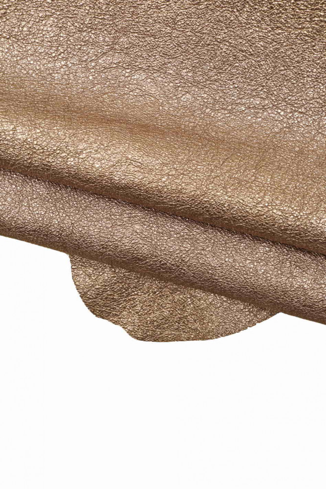 GREYISH PINK metallic leather hide, wrinkled crumpled skin, soft washed glossy goatskin