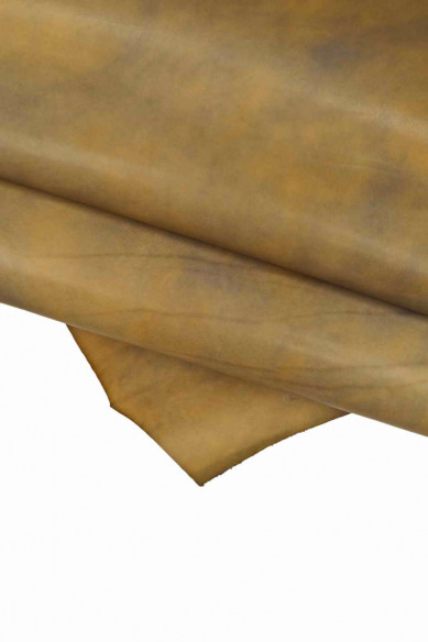 Beige grey VEGETABLE TANNED leather hide, vintage smooth baby calf, semi glossy stiff cowhide