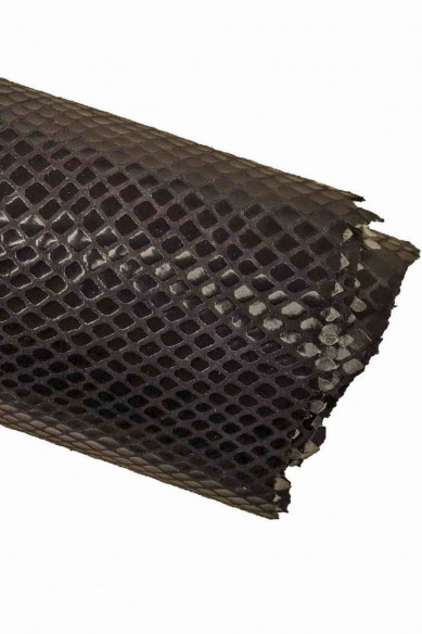 CAPRA STAMPA pitone grigio scuro e nero, pelle stampata serpente lucida, pellame morbido sottile motivo rettile