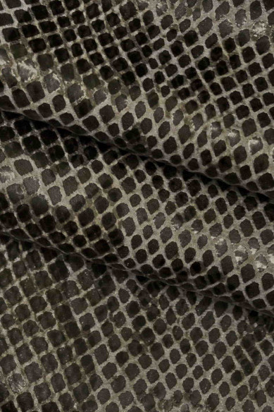 Pelle stampa PITONE GRIGIO, pellame lucido disegno serpente, capra morbida motivo rettile