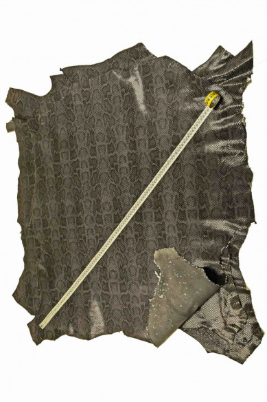 Pelle stampa PITONE GRIGIO, pellame lucido disegno serpente, capra morbida motivo rettile