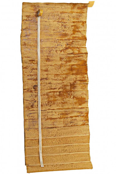 PELLE di SALMONE beige con stampa astratta marrone, pellame artistico con decorazione lucida, morbidezza media