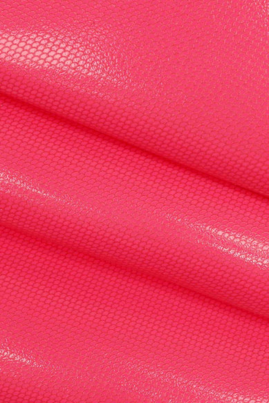Fluo fuchsia leather hide, pink neon calfskin, glossy cowhide, stiff, thick skin, 1.7/1.8 mm
