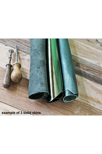 3 Random leather skins, GREEN tone, printed or/and solid leather, suede, metallic , choose your favourite match!