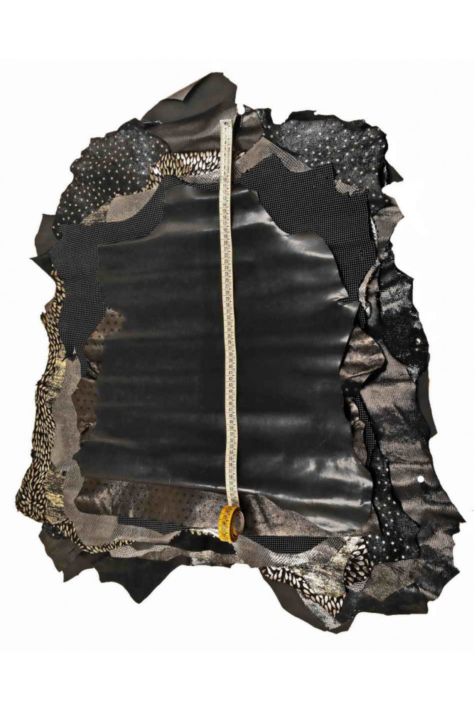 3 Random leather skins, BLACK and...