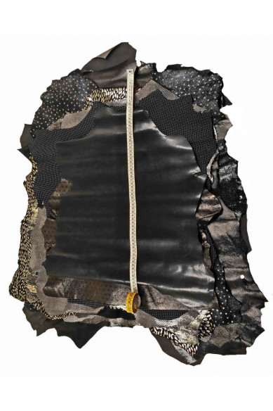 3 Random leather skins, BLACK and GREY tones, printed or/and solid leather, suede, metallic , choose your favourite match!