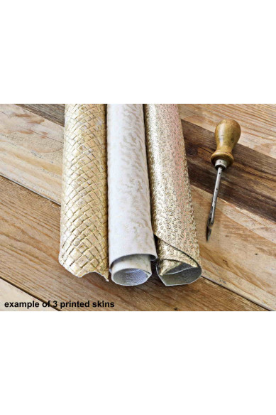 3 Pelli intere casuali Platino, Oro e Beige stampate e/o tinta unita, scamosciate, metallizzate, combinazione da scegliere