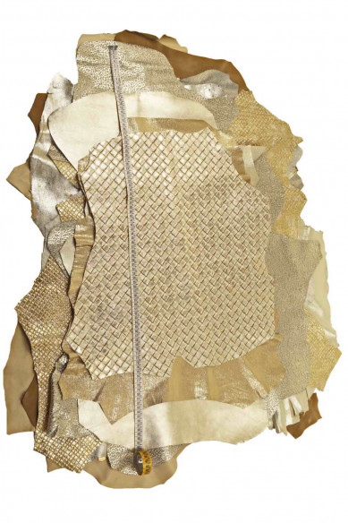 3 Pelli intere casuali Platino, Oro e Beige stampate e/o tinta unita, scamosciate, metallizzate, combinazione da scegliere