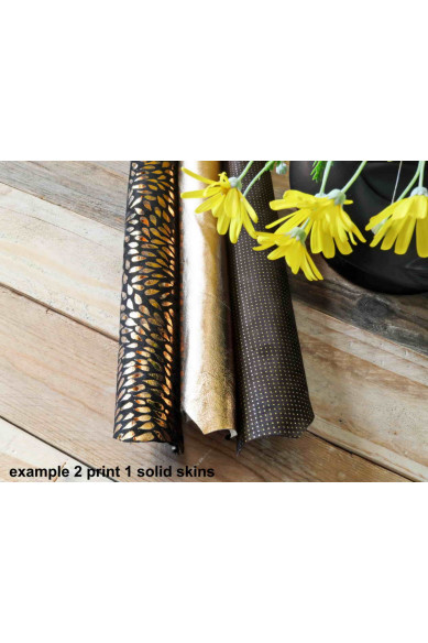 3 Random leather skins, Dark Brown, Bronze, Brown printed or/and solid leather, suede,metallic , choose your favourite match!