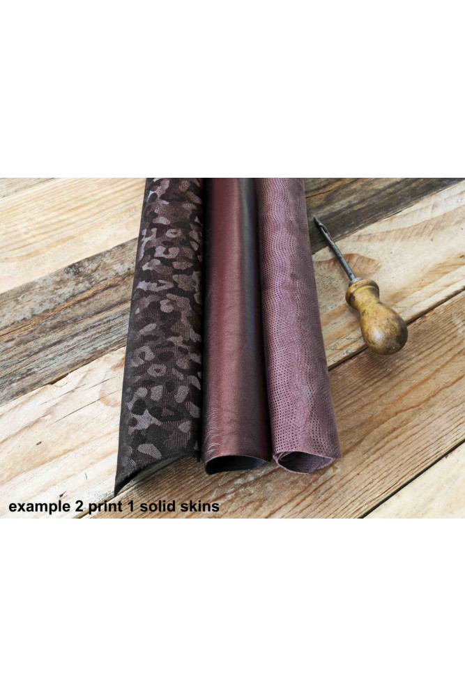 3 Pelli intere casuali Rosso Scuro e...