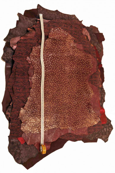 3 Pelli intere casuali Rosso Scuro e Bordeaux, stampate e/o tinta unita,scamosciate,laminate, combinazione da scegliere
