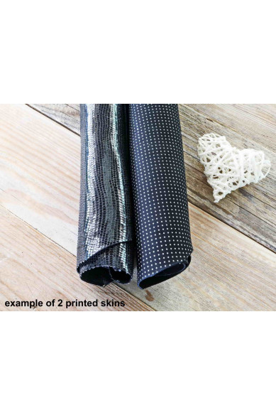 2 Pelli intere casuali colori NERO e GRIGIO, stampate e/o tinta unita, scamosciate, metallizzate, combinazione da scegliere