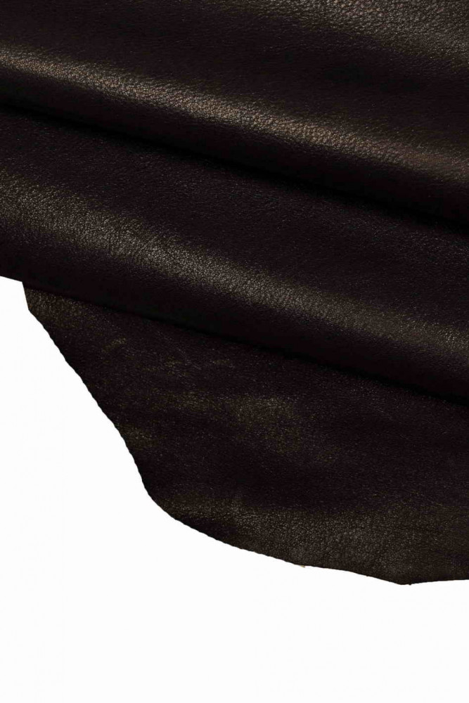 Pebble GRAIN leather hide, black grainy calfskin, wrinkled soft cow hide