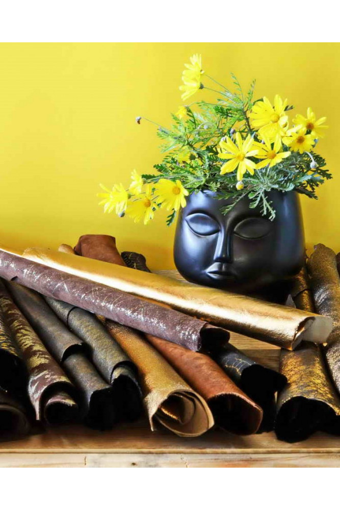 2 Random leather skins, Dark Brown,...