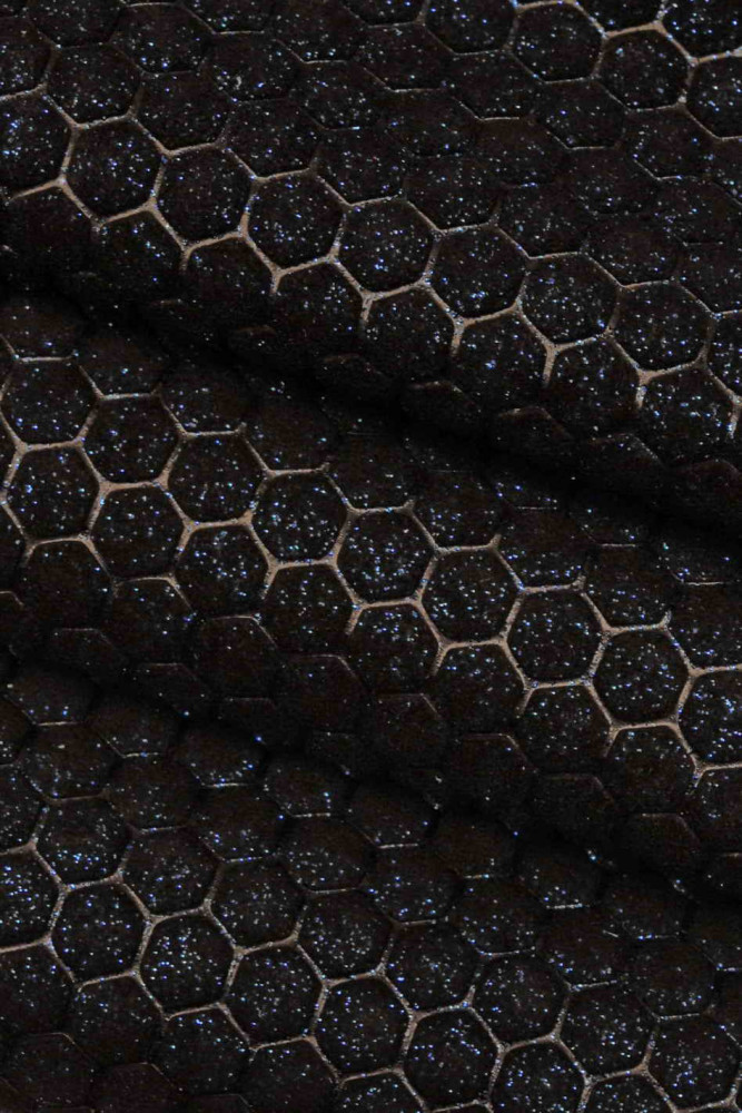 Black GLITTERED EMBOSSED leather...