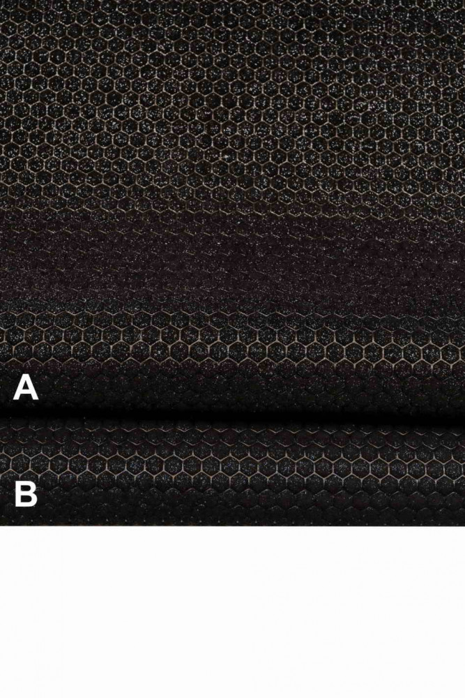 PELLE NERA stampata glitterata,...