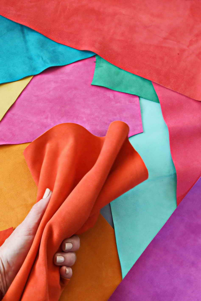 Leather scraps - SUEDE in bright...
