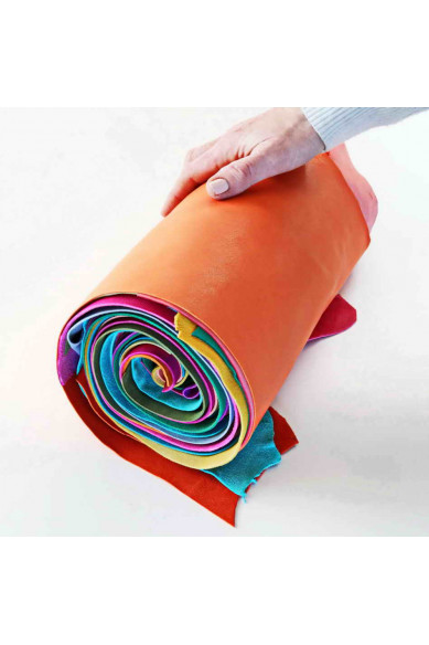 Ritagli di pellami scamosciati in colori accesi e vivaci, scampoli di camoscio lisci, scelta casuale 10 pezzi