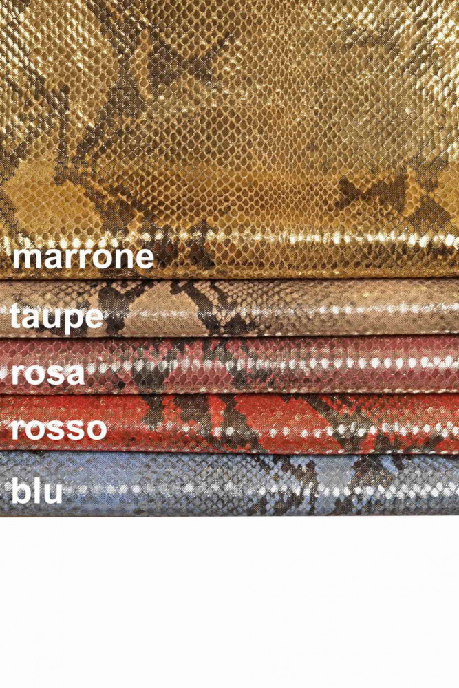 Pelle PITONATA taupe marrone rosa...