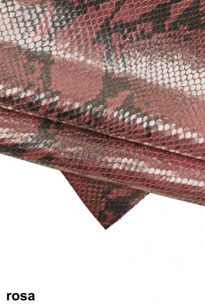 Pelle PITONATA taupe marrone rosa...