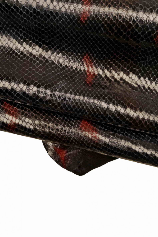 Blue red PYTHON printed leather skin,...
